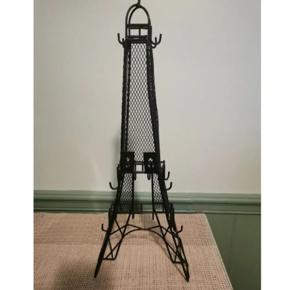 Paris Eiffel Tower Black Wire/Metal Wall-Mountainbal Jewelry Organizer